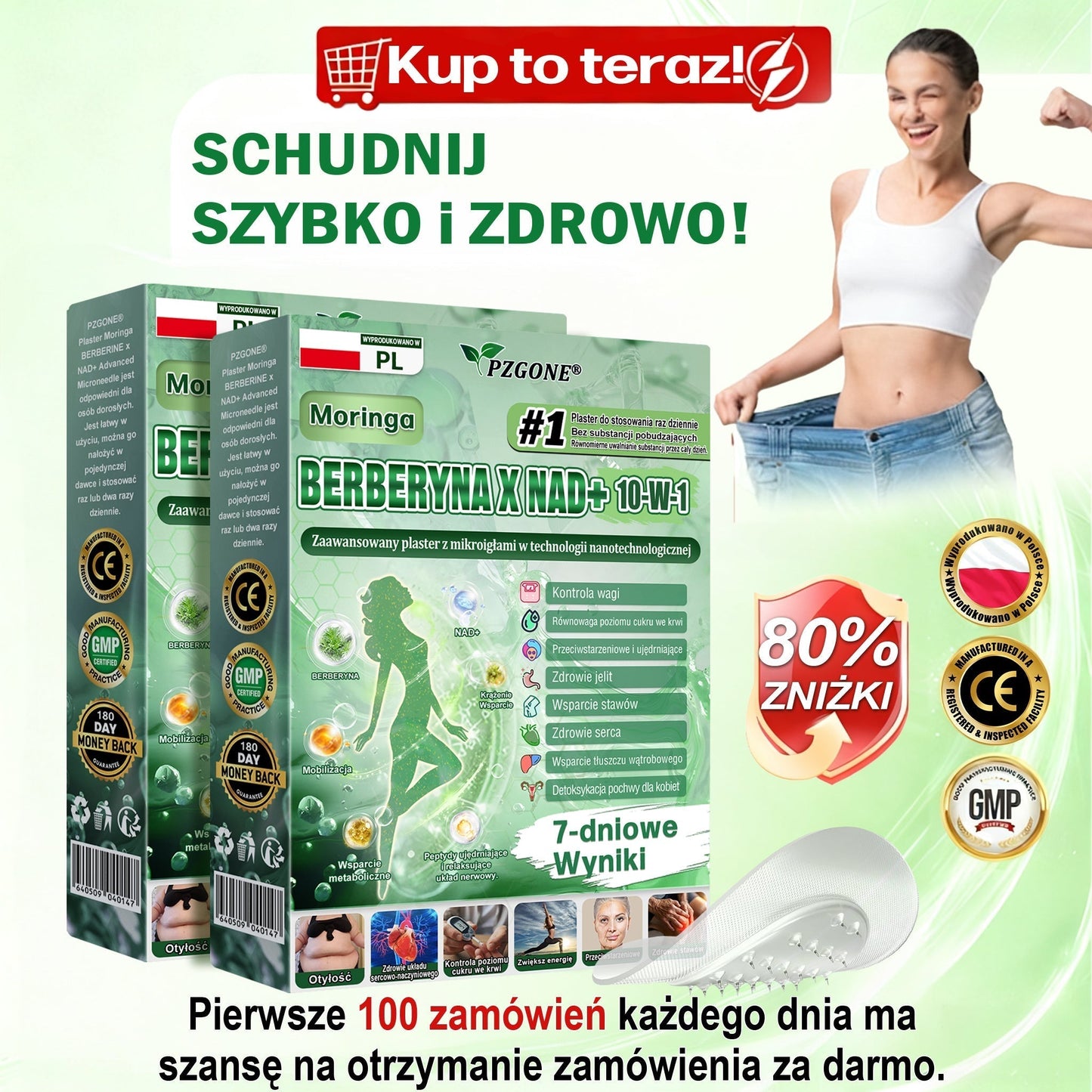 🏆🇵🇱 Oficjalny sklep | 💯𝐏𝐙𝐆𝐎𝐍𝐄® Moringa·Berberyna×NAD+ 10-w-1 Plaster (Natychmiastowy efekt, widoczne rezultaty po 7 dniach) ✅ Stosowane w celu utraty wagi, poprawy zwiotczałej skóry, leczenia cukrzycy, bezdechu sennego i problemów ze stawami.